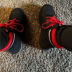 Timberland Black Boots with Red Laces Chicago Bulls